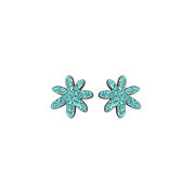 Jade green glitter flower stud earrings